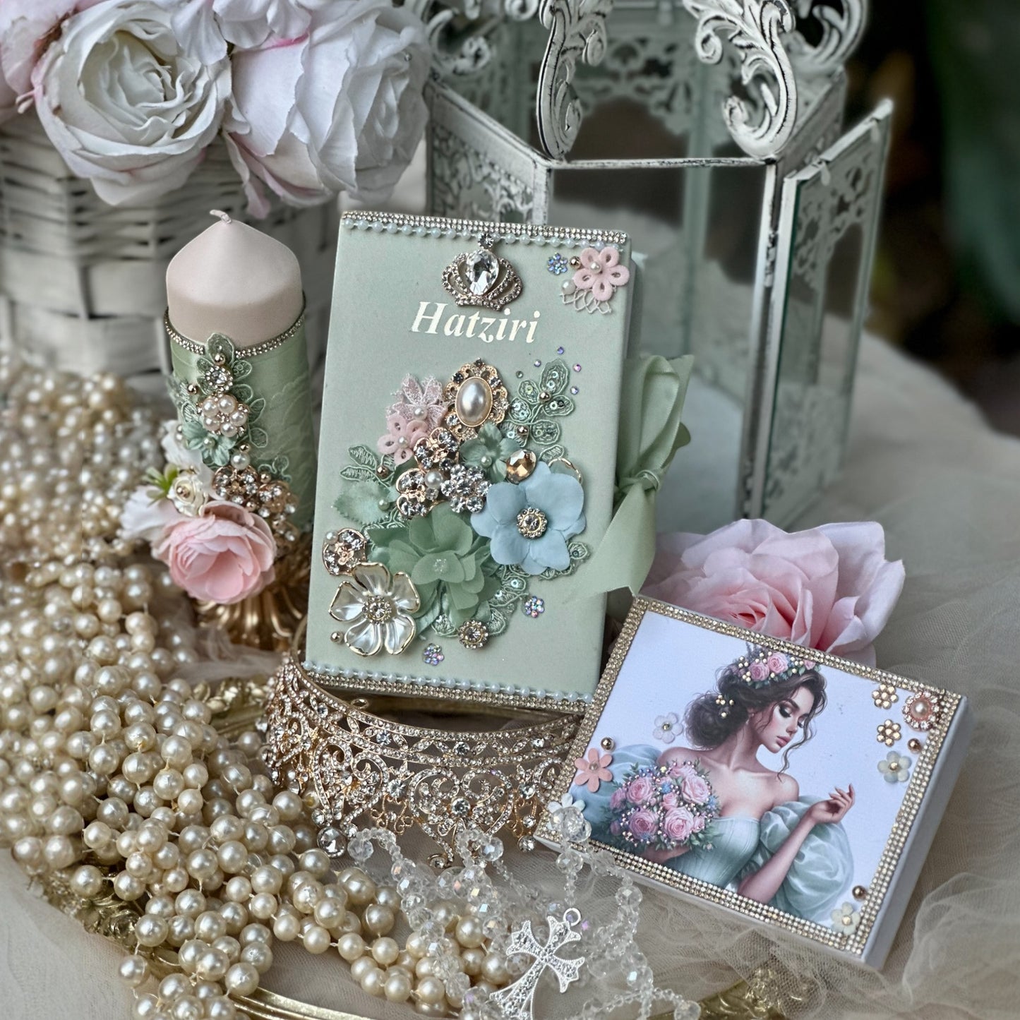 Sage, blush quince Bible gift set