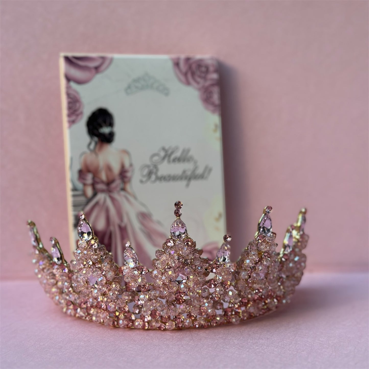 👑 Crown Royal – Pink Crystal Quinceañera Crown