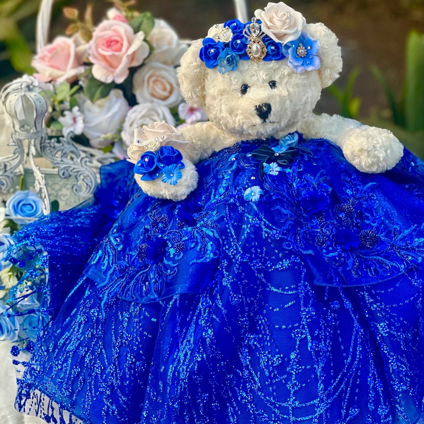 Royal blue quince teddy bear