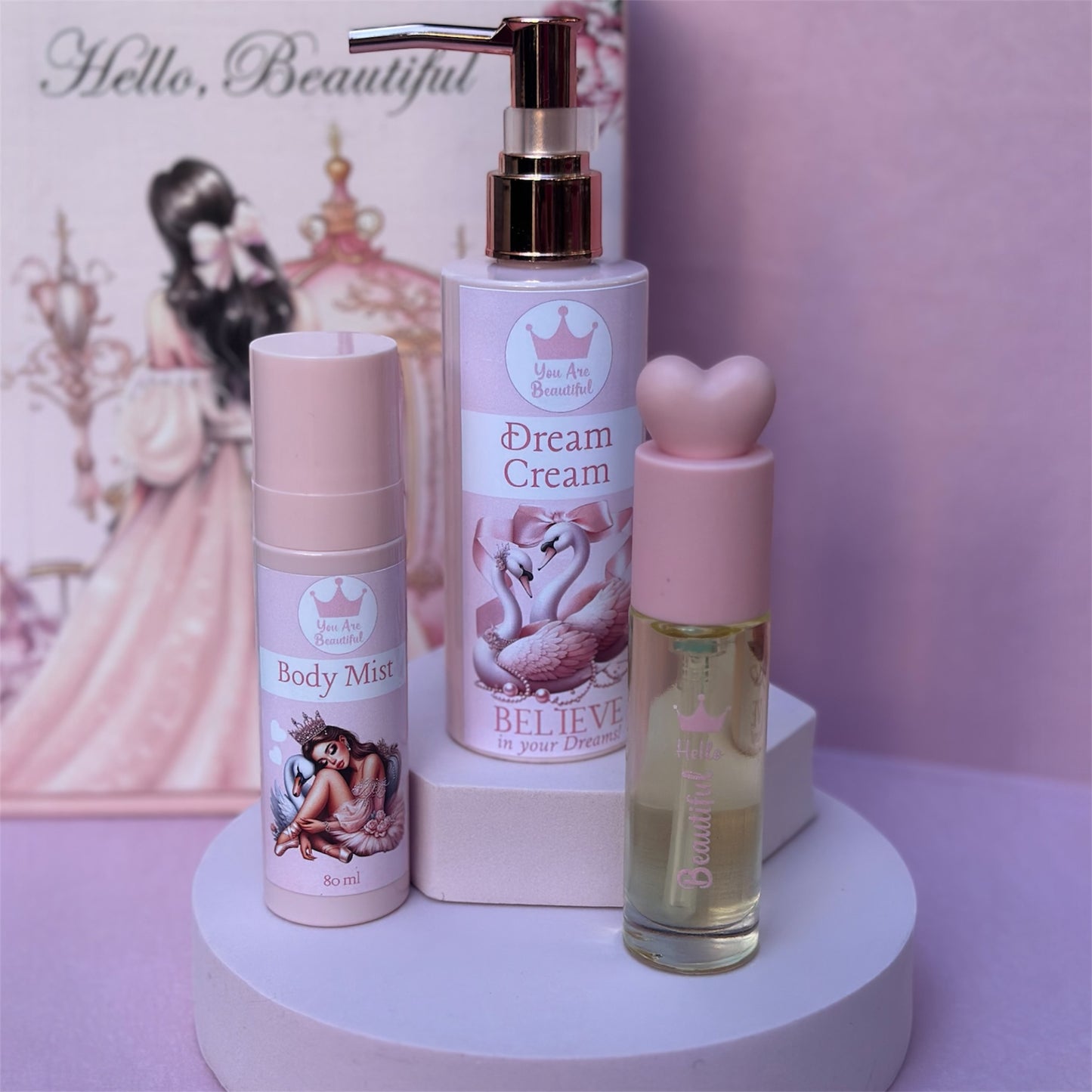 💗Pink Sugar Dream Gift Box – Quince & Dama Beauty Set. Ballet/Swan Collection