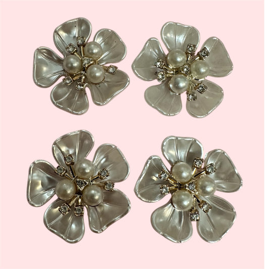 Plastic Pearl Flower Embellishments – 1.5” | 35 pcs